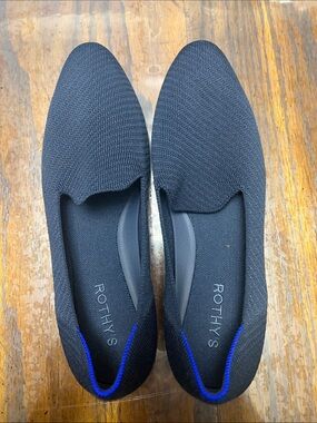 Rothy's Women’s Navy Knit Slip-On Loafers with Blue Trim